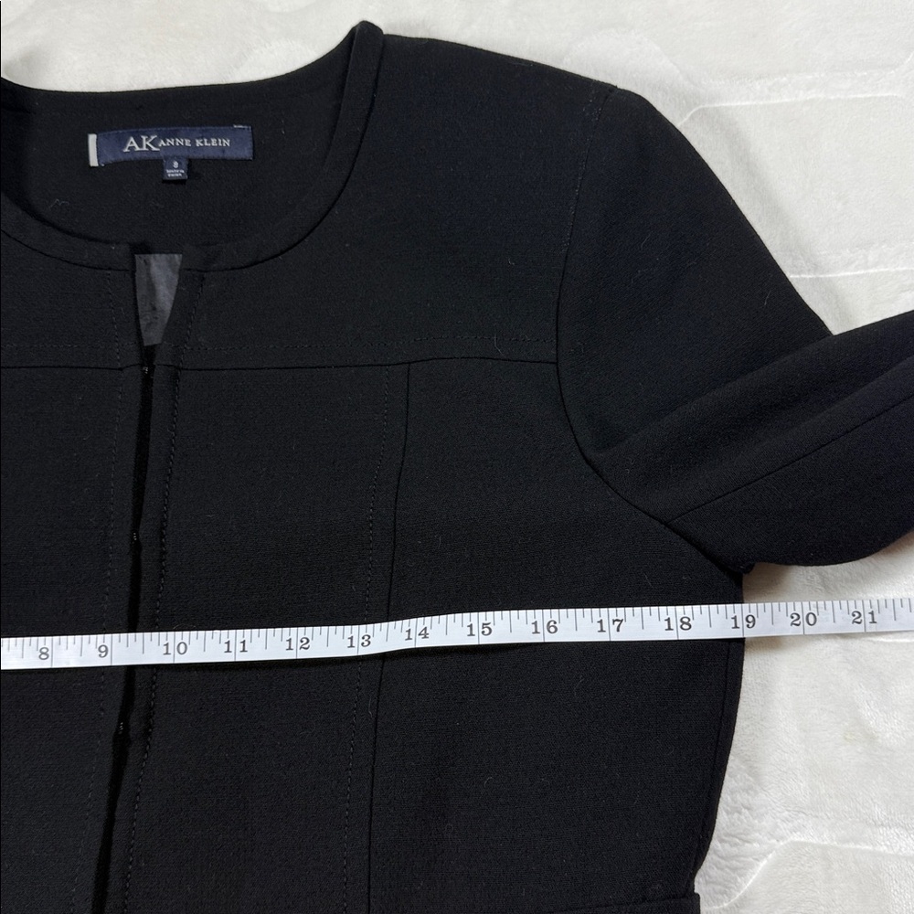 Anne Klein Womens Black Silk Blazer Size 8 Round‎ Neck Minimalist Classic Fall - Picture 6 of 13